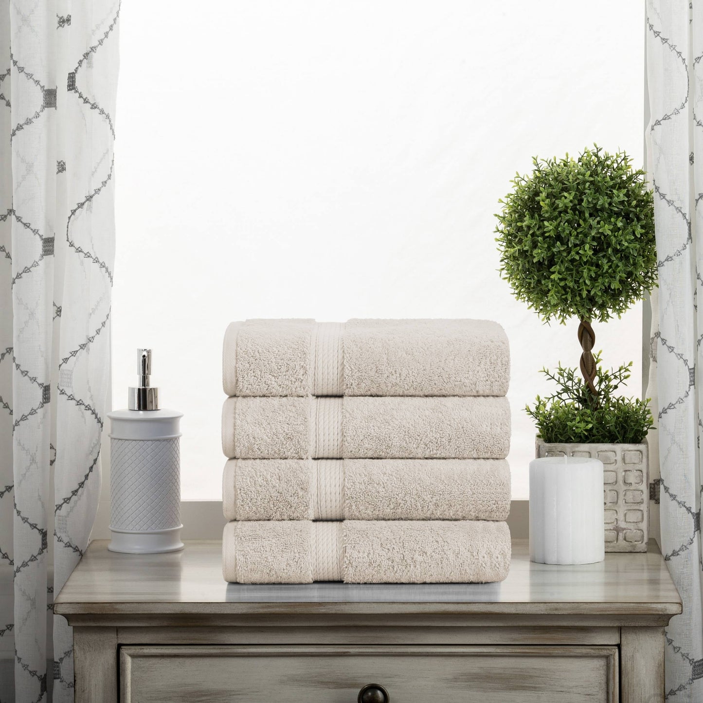 Set di 4 asciugamani in cotone egiziano di qualità superiore, di alta qualità e di grande spessore