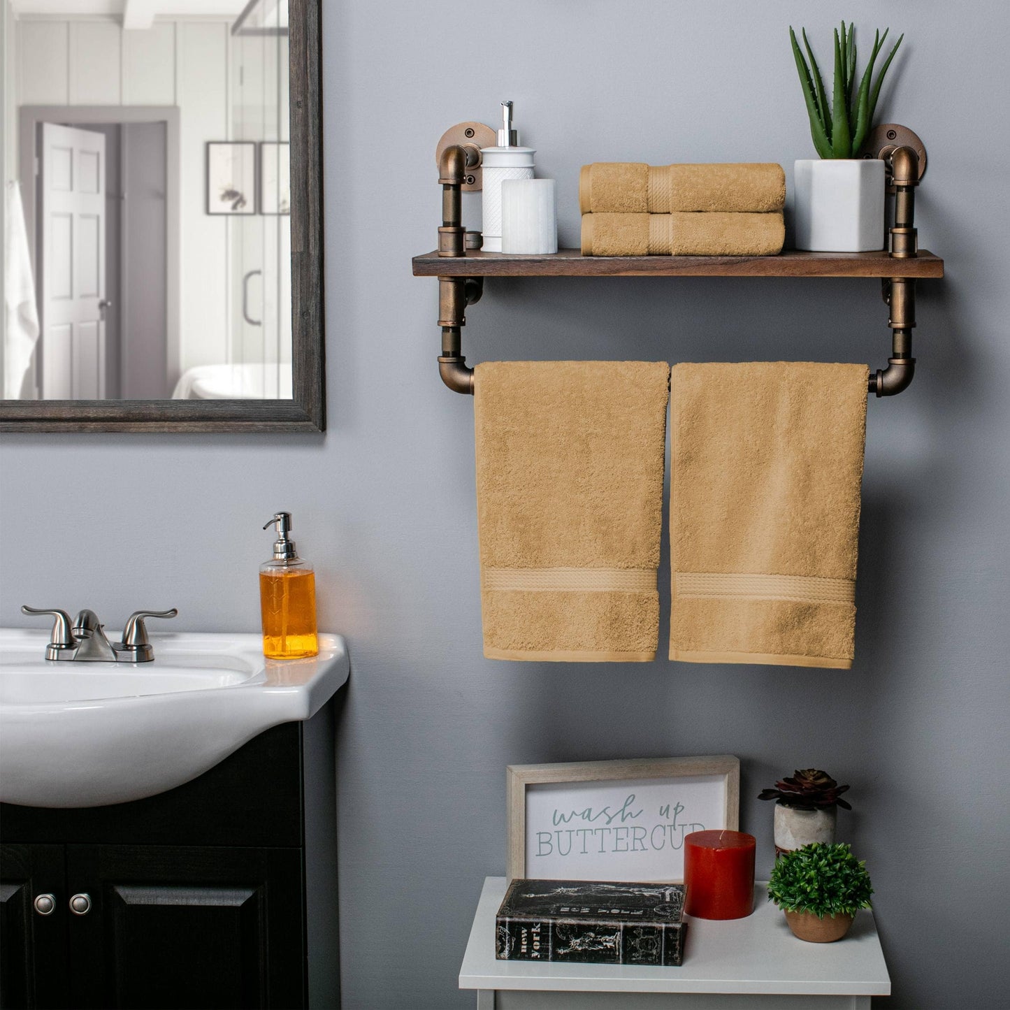 Set di 4 asciugamani in cotone egiziano di qualità superiore, di alta qualità e di grande spessore