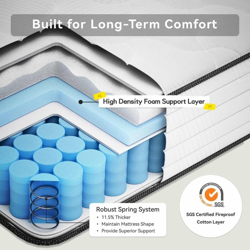 Materasso in memory foam ibrido SweDrea da 10 pollici, rinfrescante e morbido, in scatola con CertiPUR-US, SGS e OEKO-TEX