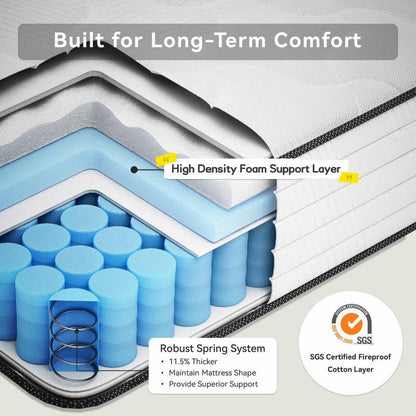 Materasso in memory foam ibrido SweDrea da 10 pollici, rinfrescante e morbido, in scatola con CertiPUR-US, SGS e OEKO-TEX