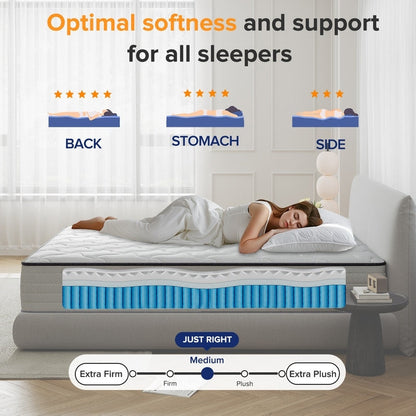 Materasso in memory foam ibrido SweDrea da 10 pollici, rinfrescante e morbido, in scatola con CertiPUR-US, SGS e OEKO-TEX