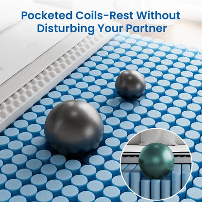 Materasso ibrido SweDrea da 10'' con livello di comfort medio, in una scatola. Materasso traspirante e rinfrescante.