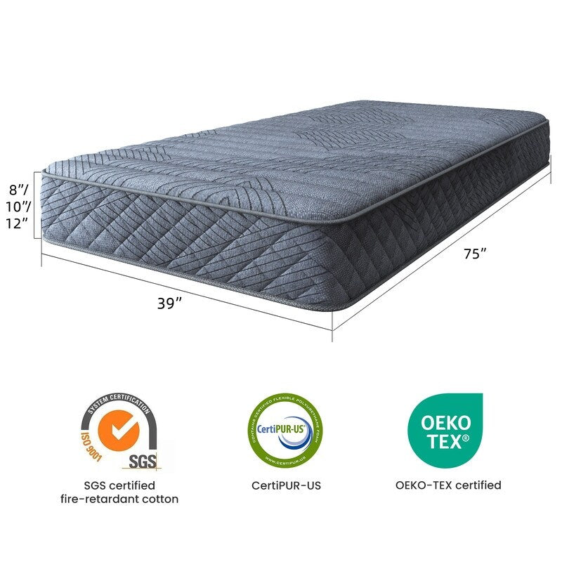 Materasso ibrido SweDrea Twin Size 8 pollici - Sottile, traspirante e di supporto per alleviare la pressione in dormitori e appartamenti