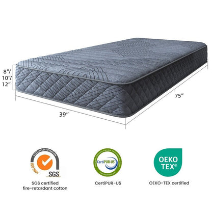 Materasso ibrido SweDrea Twin Size 8 pollici - Sottile, traspirante e di supporto per alleviare la pressione in dormitori e appartamenti