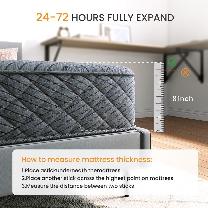 Materasso ibrido SweDrea Twin Size 8 pollici - Sottile, traspirante e di supporto per alleviare la pressione in dormitori e appartamenti