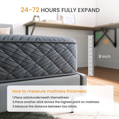 Materasso ibrido SweDrea Twin Size 8 pollici - Sottile, traspirante e di supporto per alleviare la pressione in dormitori e appartamenti