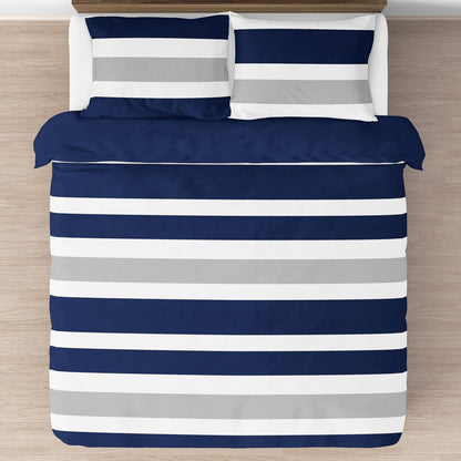 Set copripiumino matrimoniale/queen size a righe blu navy e grigie Sweet Jojo Designs, 3 pezzi