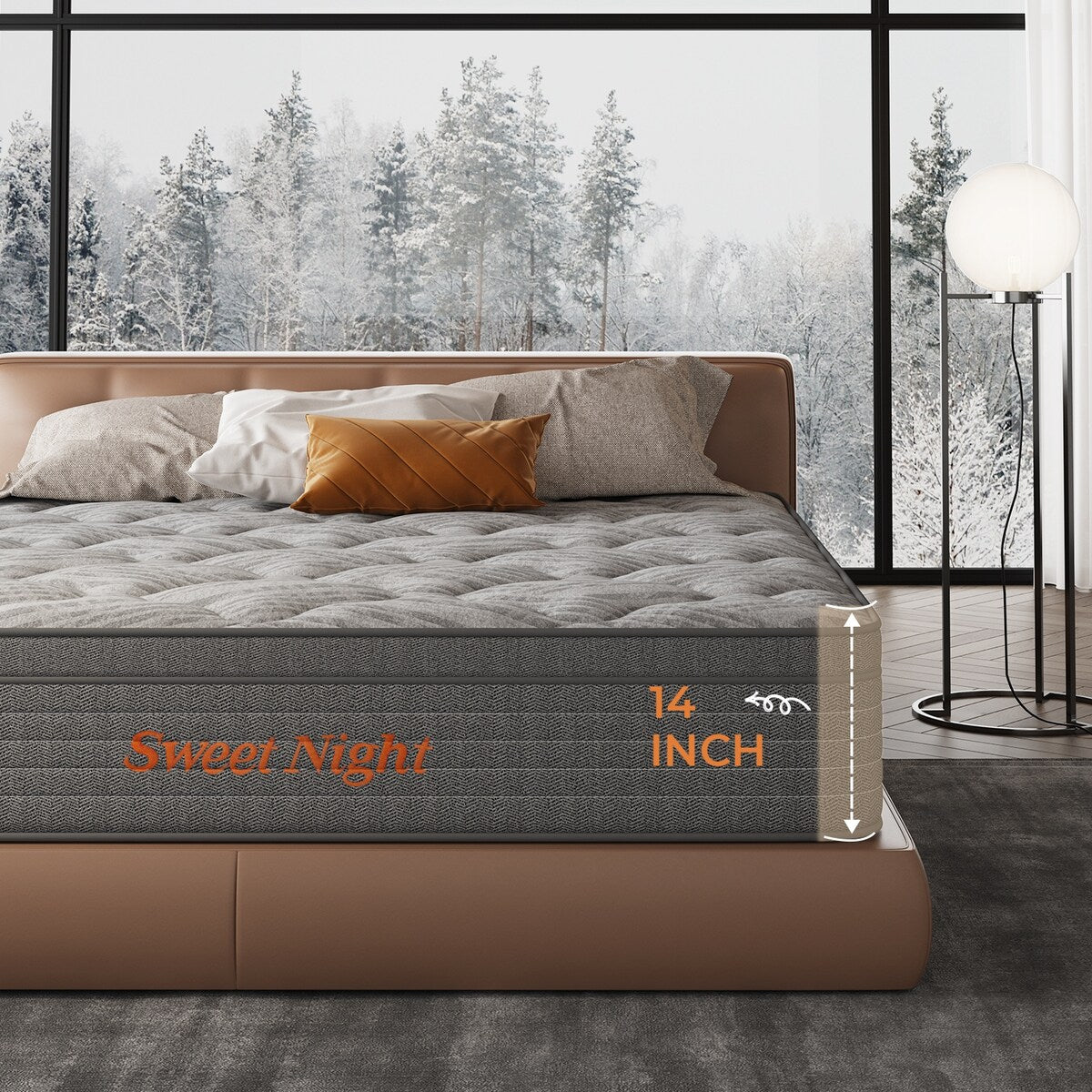 Materasso ibrido in memory foam gel Sweetnight da 14''