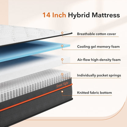 Materasso ibrido in memory foam Sweetnight Twilight 14 Gel