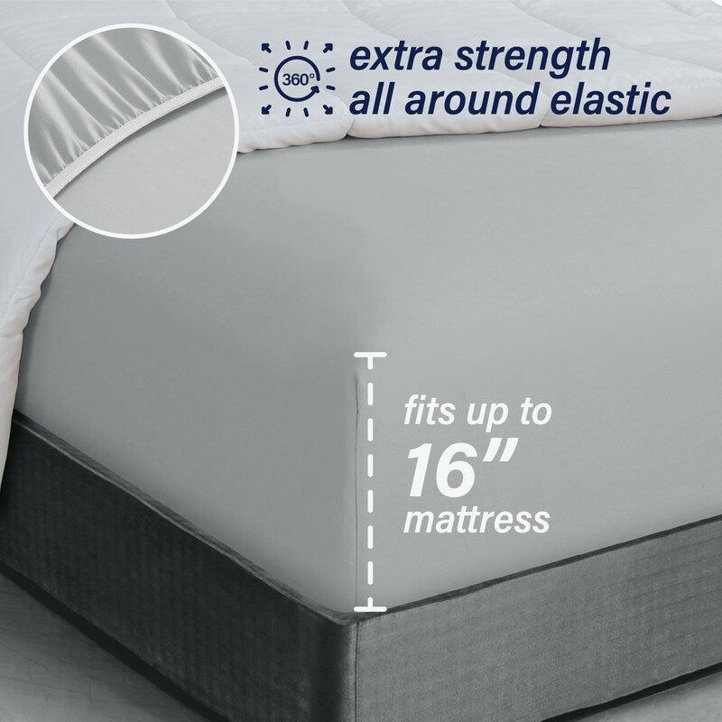 Lenzuolo con angoli singolo Swift Home in microfibra spazzolata doppia da 16 pollici con tasca profonda