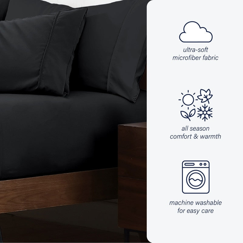 Lenzuolo con angoli singolo Swift Home in microfibra spazzolata doppia da 18-21 pollici con tasca extra profonda