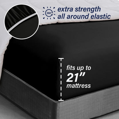 Lenzuolo con angoli singolo Swift Home in microfibra spazzolata doppia da 18-21 pollici con tasca extra profonda