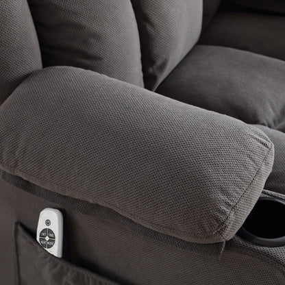Divano reclinabile oscillante con massaggio riscaldato, con USB e 2 portabicchieri nelle tasche laterali
