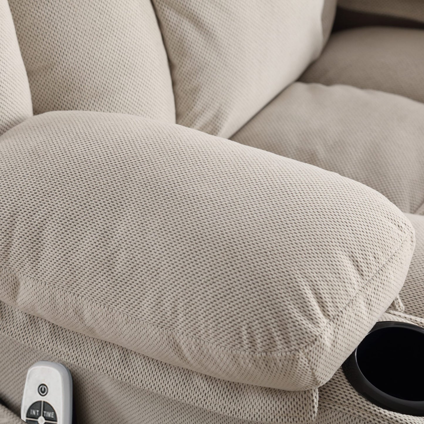 Divano reclinabile oscillante con massaggio riscaldato, con USB e 2 portabicchieri nelle tasche laterali