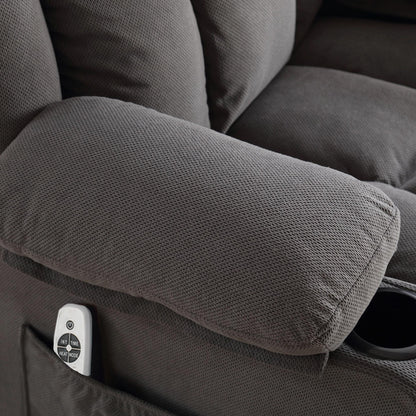 Divano reclinabile oscillante con massaggio riscaldato, con USB e 2 portabicchieri nelle tasche laterali