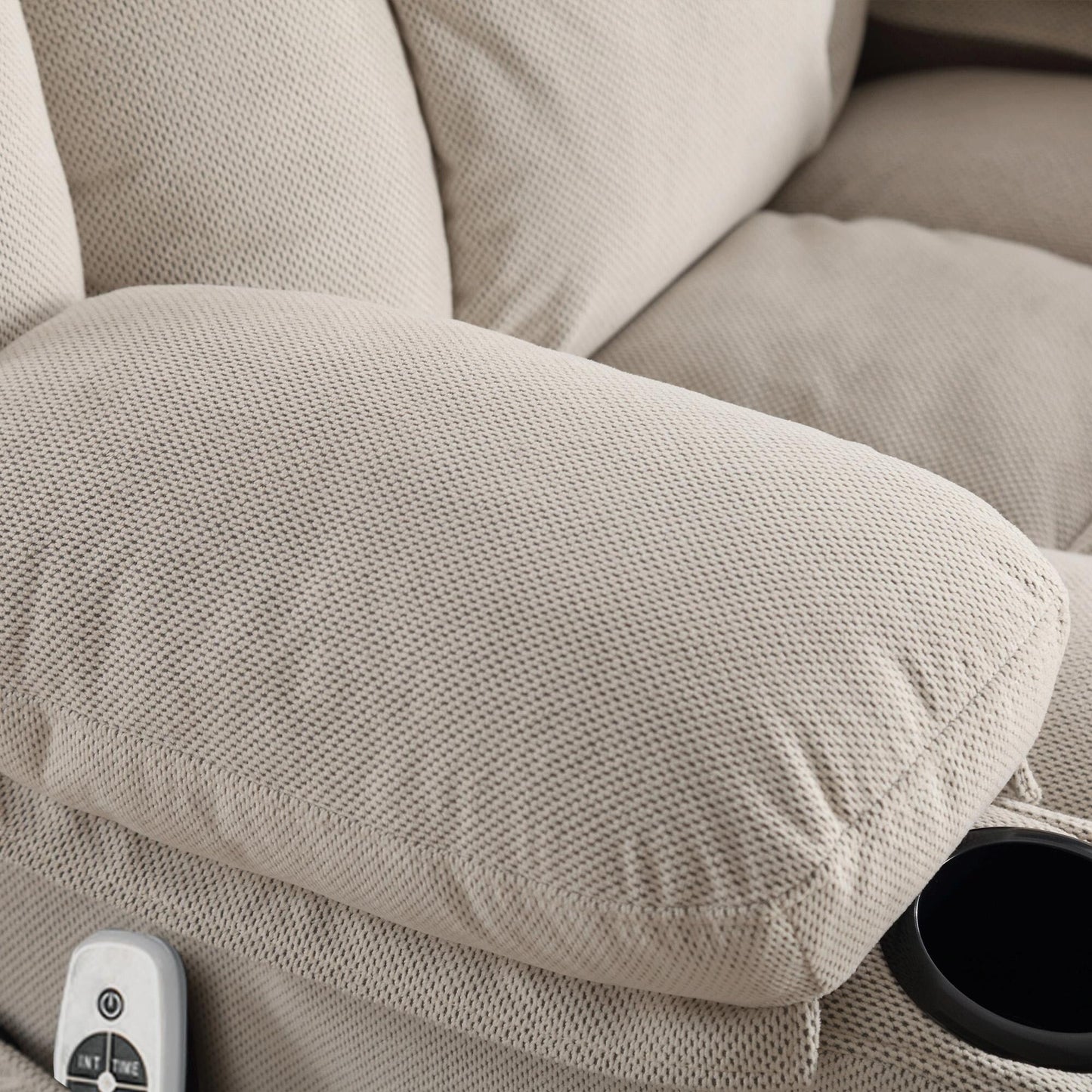 Divano reclinabile oscillante con massaggio riscaldato, con USB e 2 portabicchieri nelle tasche laterali