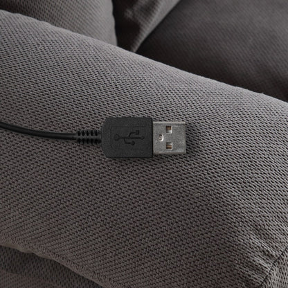 Divano reclinabile basculante con massaggio riscaldato, con USB e 2 portabicchieri nelle tasche laterali, Pacchetto A+B (BEIGE)