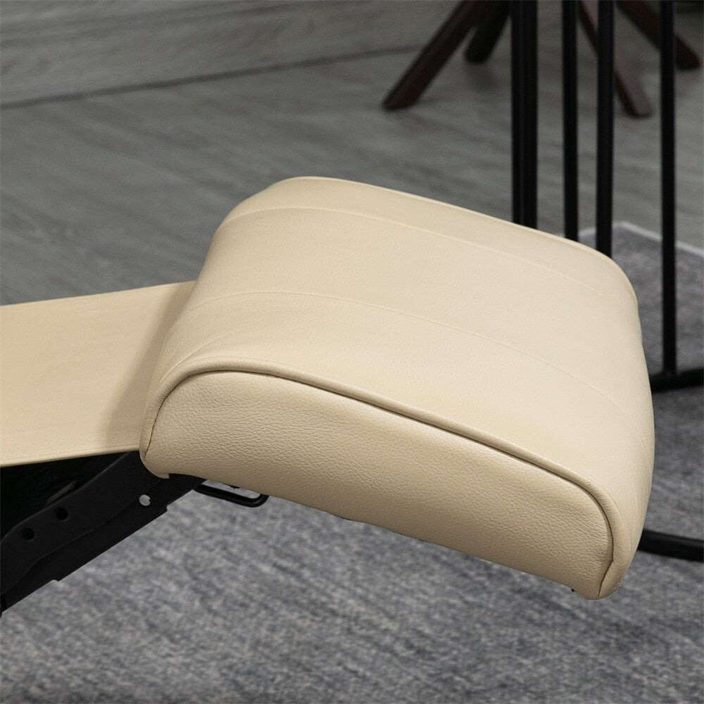 Poltrona reclinabile girevole manuale in pelle con braccioli e poggiapiedi estensibile