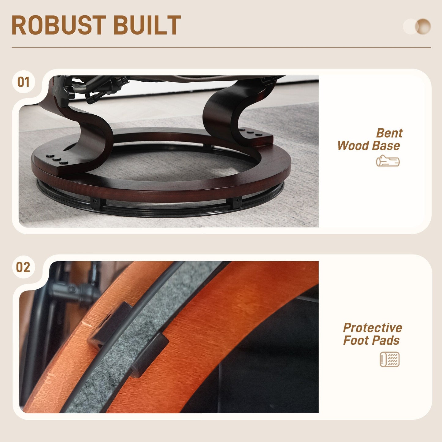 Poltrona reclinabile girevole e pouf