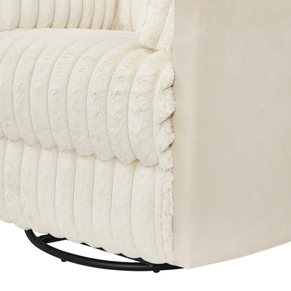 Poltrona reclinabile girevole con rotazione a 360° e reclinazione manuale - Ampia seduta in peluche, braccioli con cuscino, molle insacchettate/sinuose