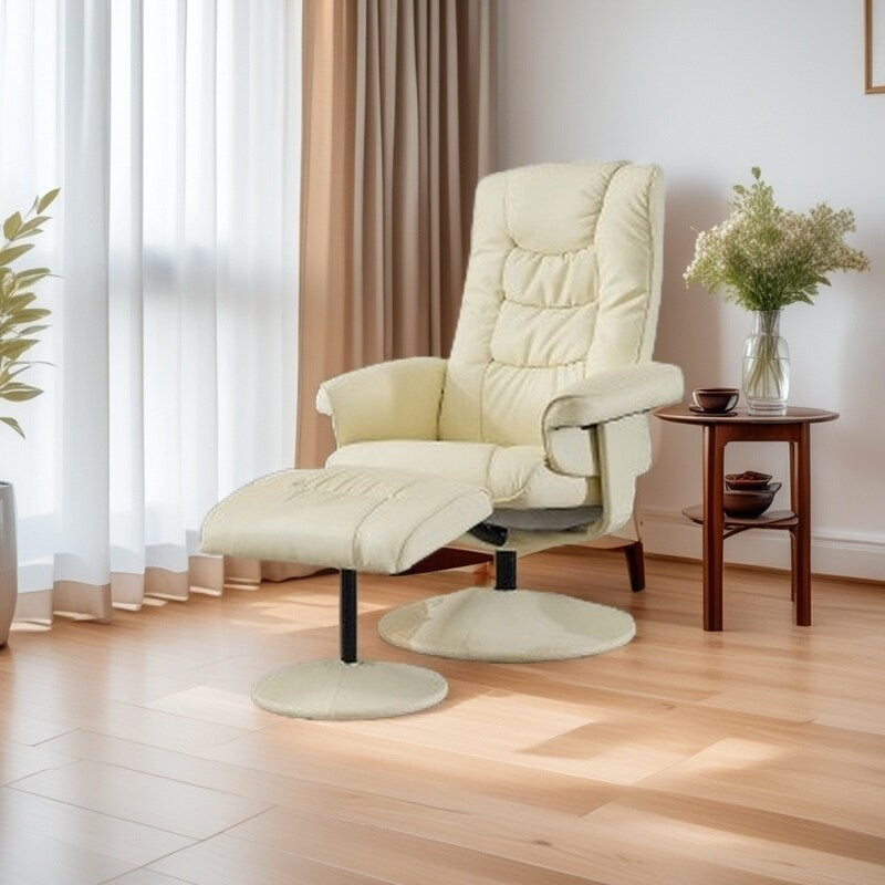 Poltrona reclinabile girevole con poggiapiedi, seduta riscaldata, massaggio vibrante a 5 punti e schienale regolabile a 140°