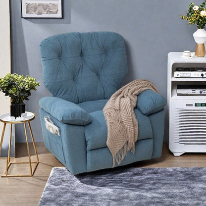 Poltrona reclinabile girevole con morbido pile artificiale, comfort imbottito, funzione di scorrimento, tasca laterale, schienale regolabile
