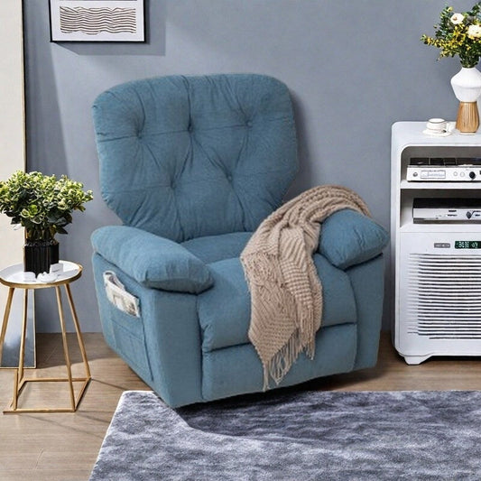 Poltrona reclinabile girevole con morbido pile artificiale, comfort imbottito, funzione di scorrimento, tasca laterale, schienale regolabile