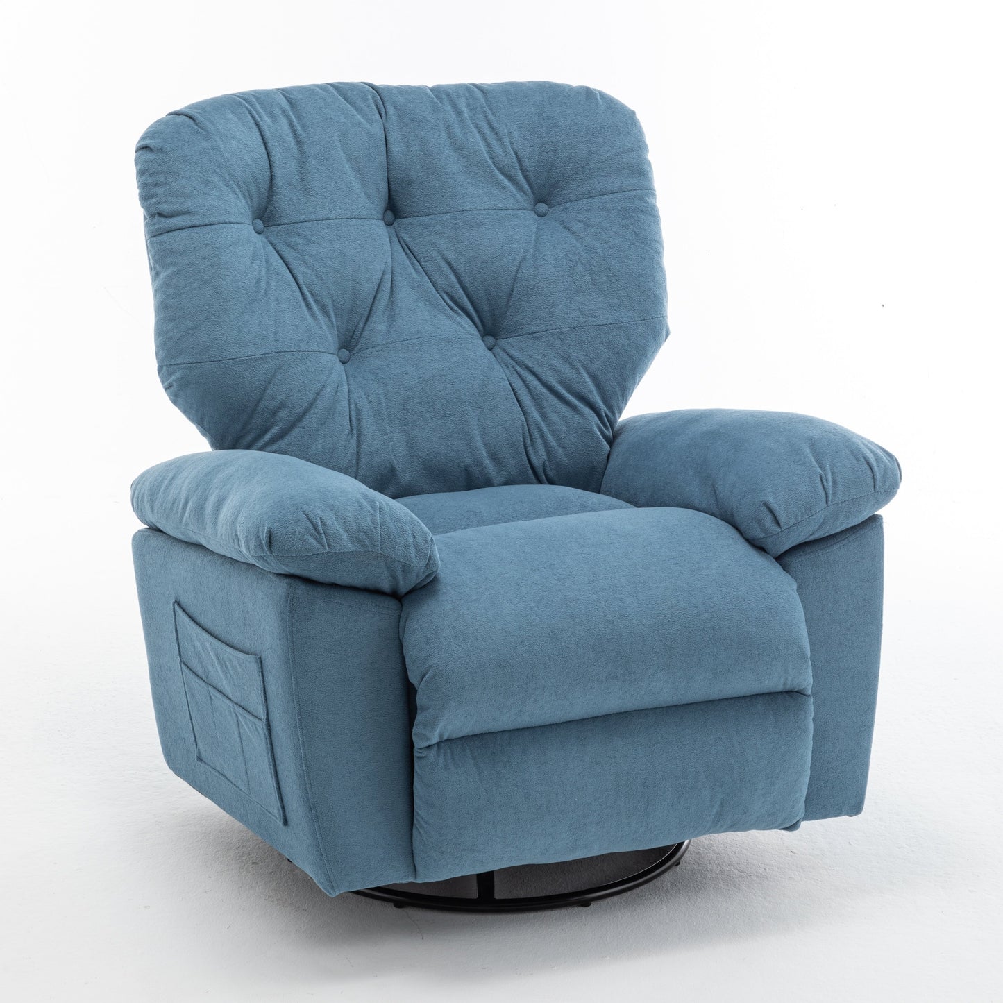 Poltrona reclinabile girevole con morbido pile artificiale, comfort imbottito, funzione di scorrimento, tasca laterale, schienale regolabile