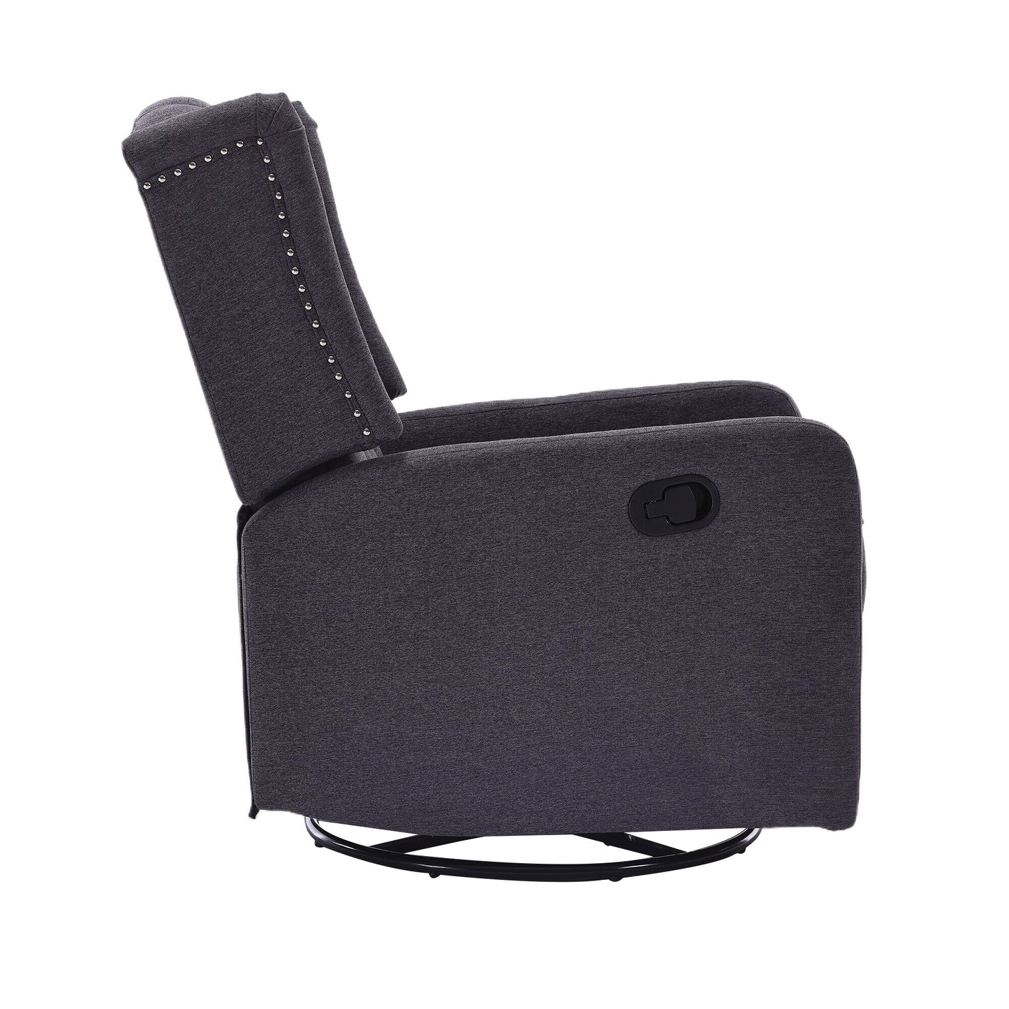 Poltrona reclinabile girevole con poggiapiedi, movimento scorrevole e design ergonomico