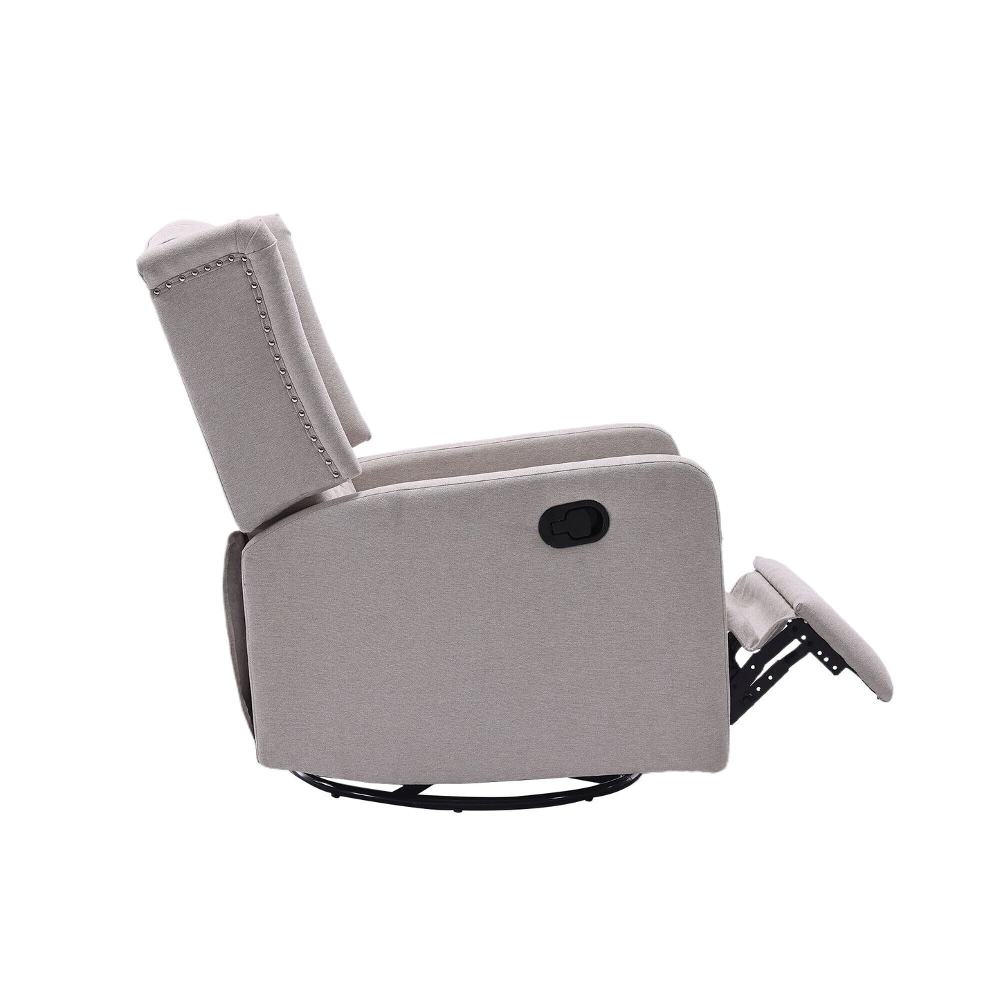 Poltrona reclinabile girevole a dondolo con poggiapiedi, movimento di scorrimento e design ergonomico
