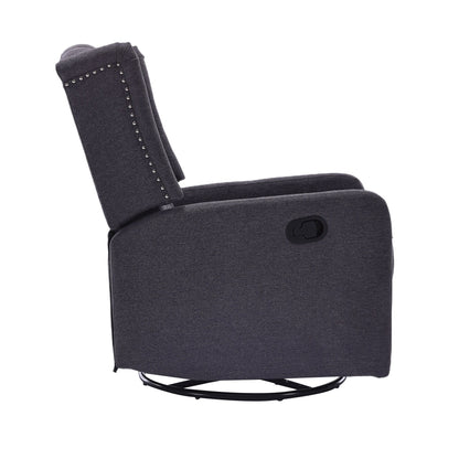 Poltrona reclinabile girevole a dondolo con poggiapiedi, movimento di scorrimento e design ergonomico