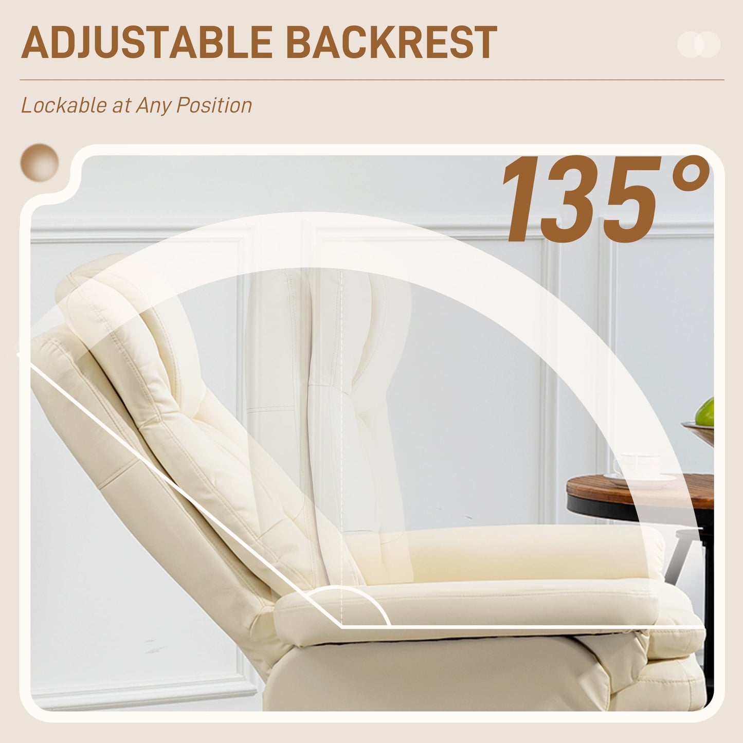 Poltrona reclinabile girevole con pouf