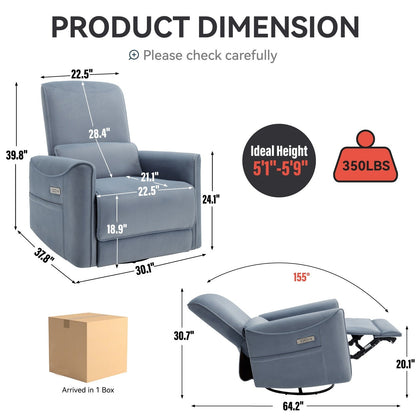 Poltrona reclinabile girevole a dondolo con rotazione di 270°, reclinazione infinita e USB/tipo C