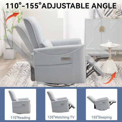 Poltrona reclinabile girevole a dondolo con rotazione di 270°, reclinazione infinita e USB/tipo C