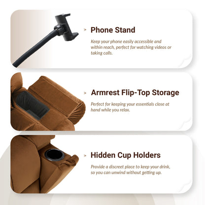 Poltrona reclinabile girevole con massaggio, riscaldamento e supporto per telefono: ideale per soggiorno, ufficio, camera da letto