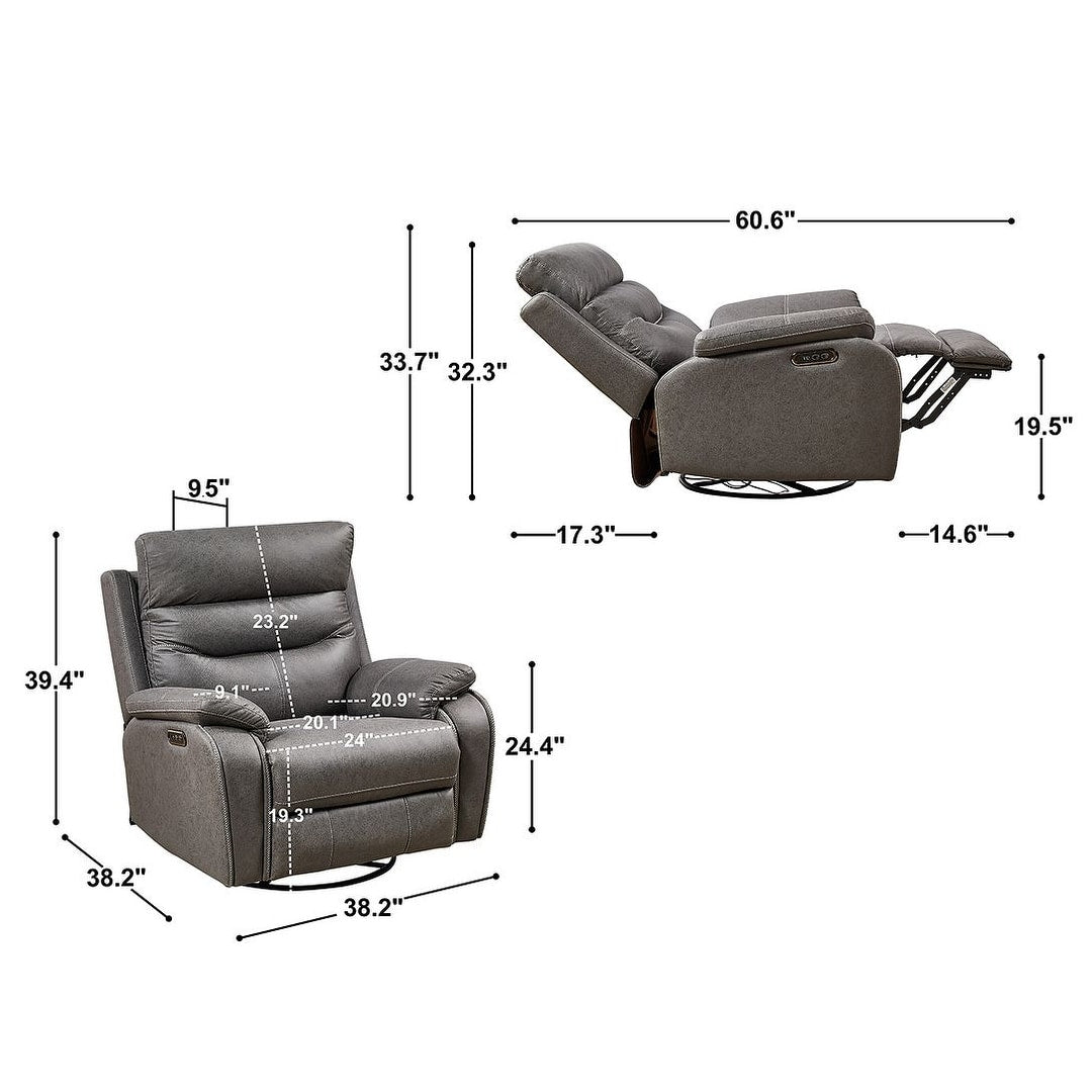 Divano reclinabile girevole singolo con telecomando elettrico e porta USB