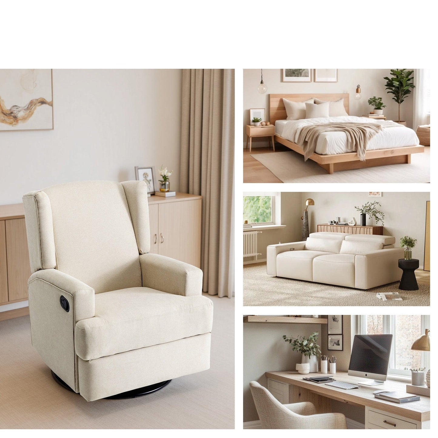 Poltrona reclinabile girevole con schienale alto e dondolo per bambini