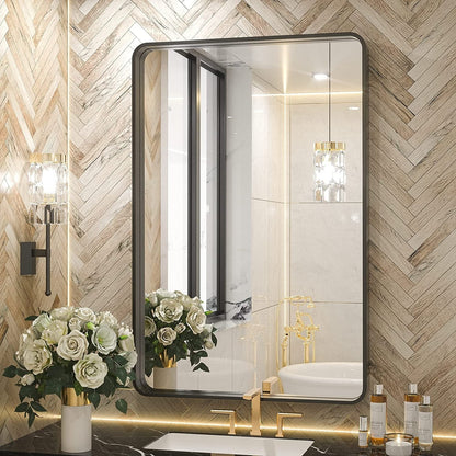 Specchio da bagno moderno con cornice in metallo da parete TETOTE