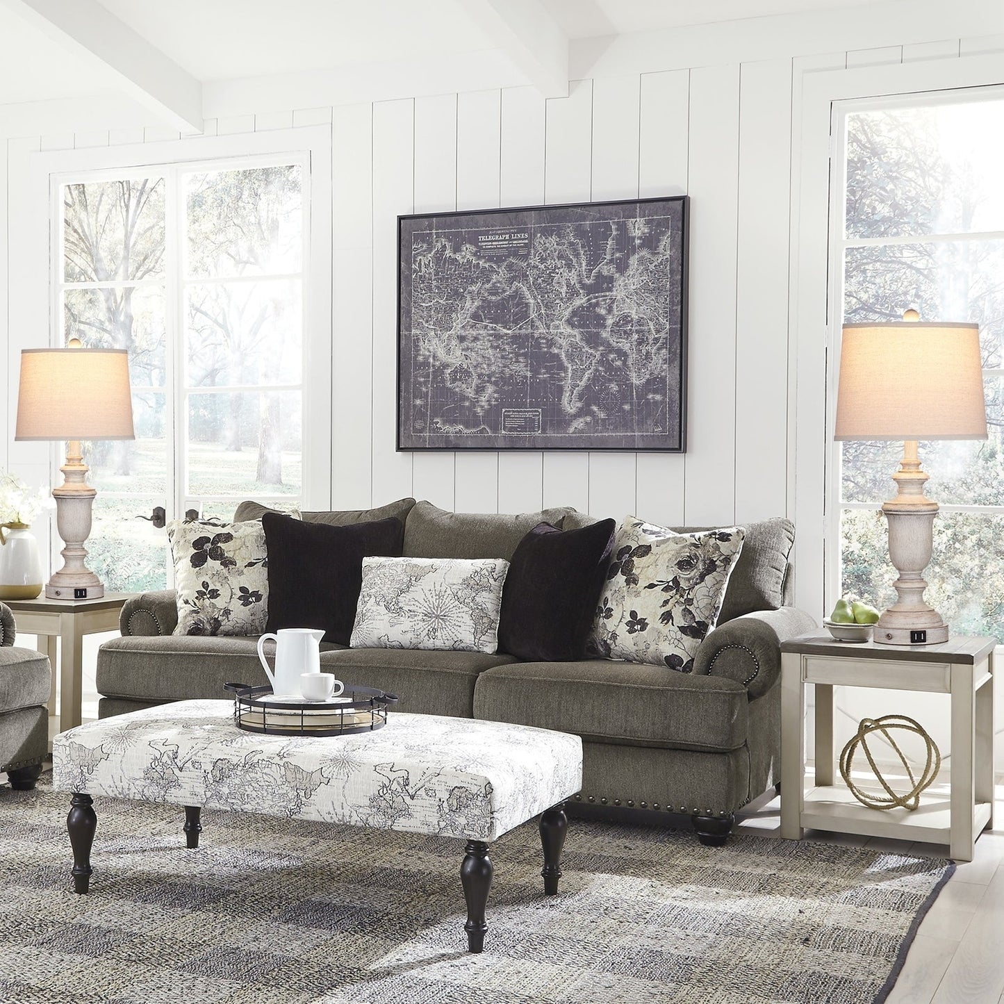 Lampade da tavolo in resina bianca, porte di ricarica USB, interruttore touch a 3 vie (set da 2) - 12,5'' x 12,5'' x 25,6'' (L x P x A)