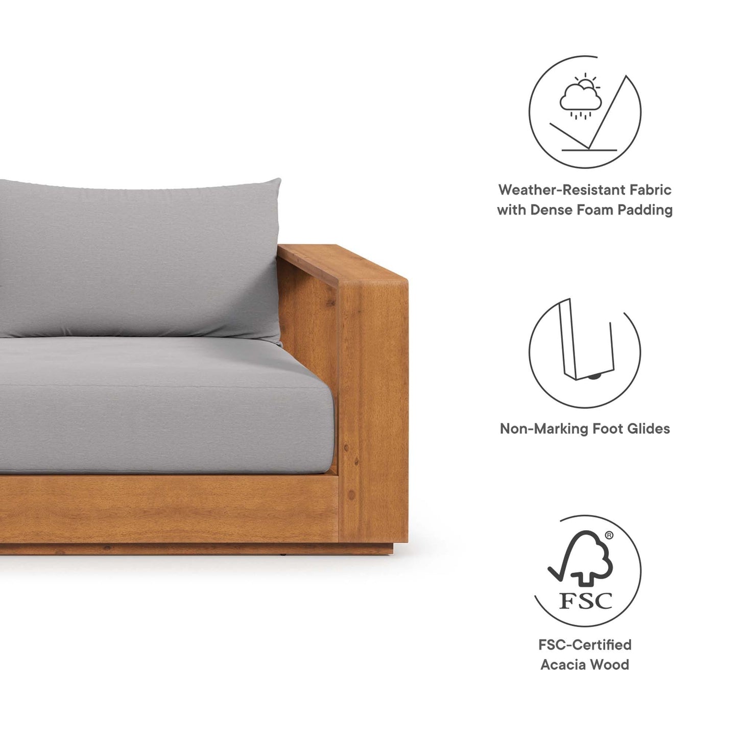 Set di mobili da giardino in legno di acacia Tahoe da 5 pezzi