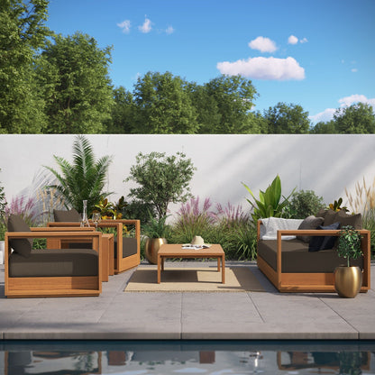 Set di mobili da giardino in legno di acacia Tahoe da 5 pezzi