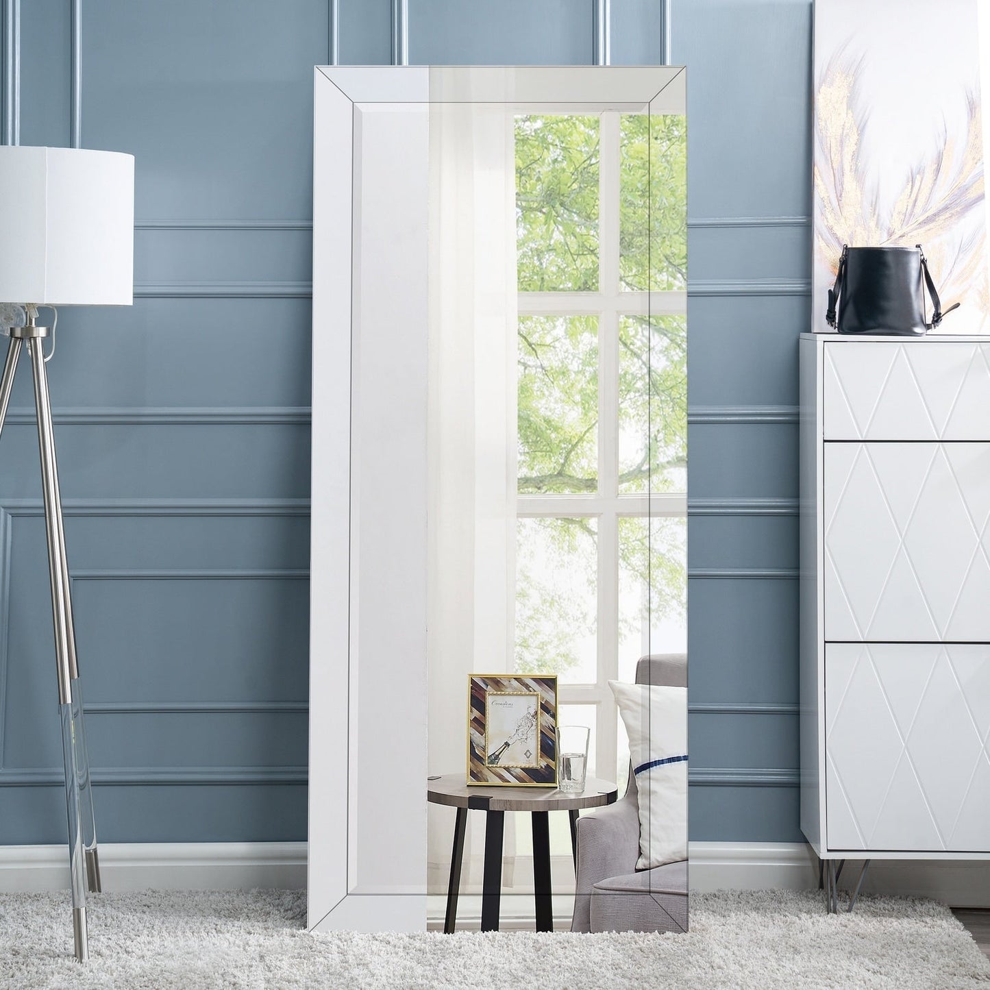 Specchio alto a figura intera con perline - Specchio a figura intera di grandi dimensioni, da appoggio o da parete