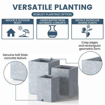 Fioriere rettangolari alte in cemento / Grandi fioriere da interno ed esterno