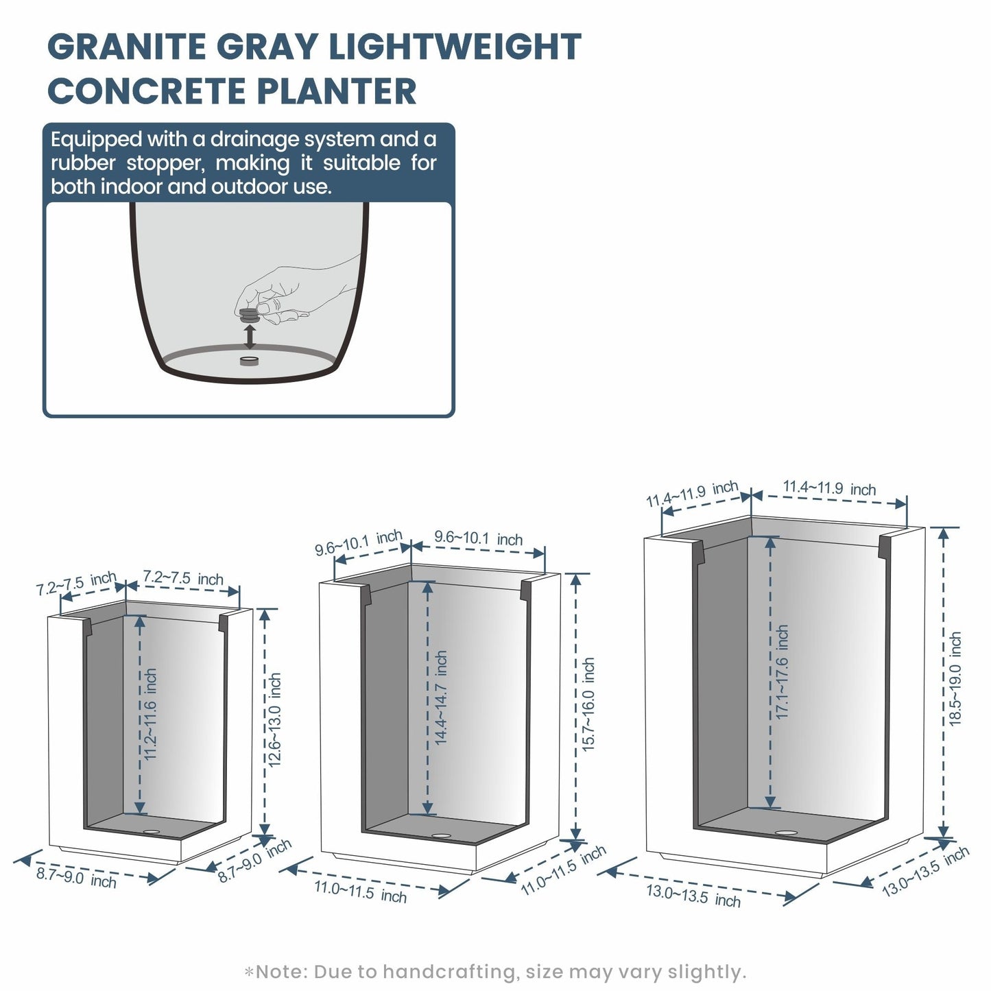 Fioriere rettangolari alte in cemento / Grandi fioriere da interno ed esterno
