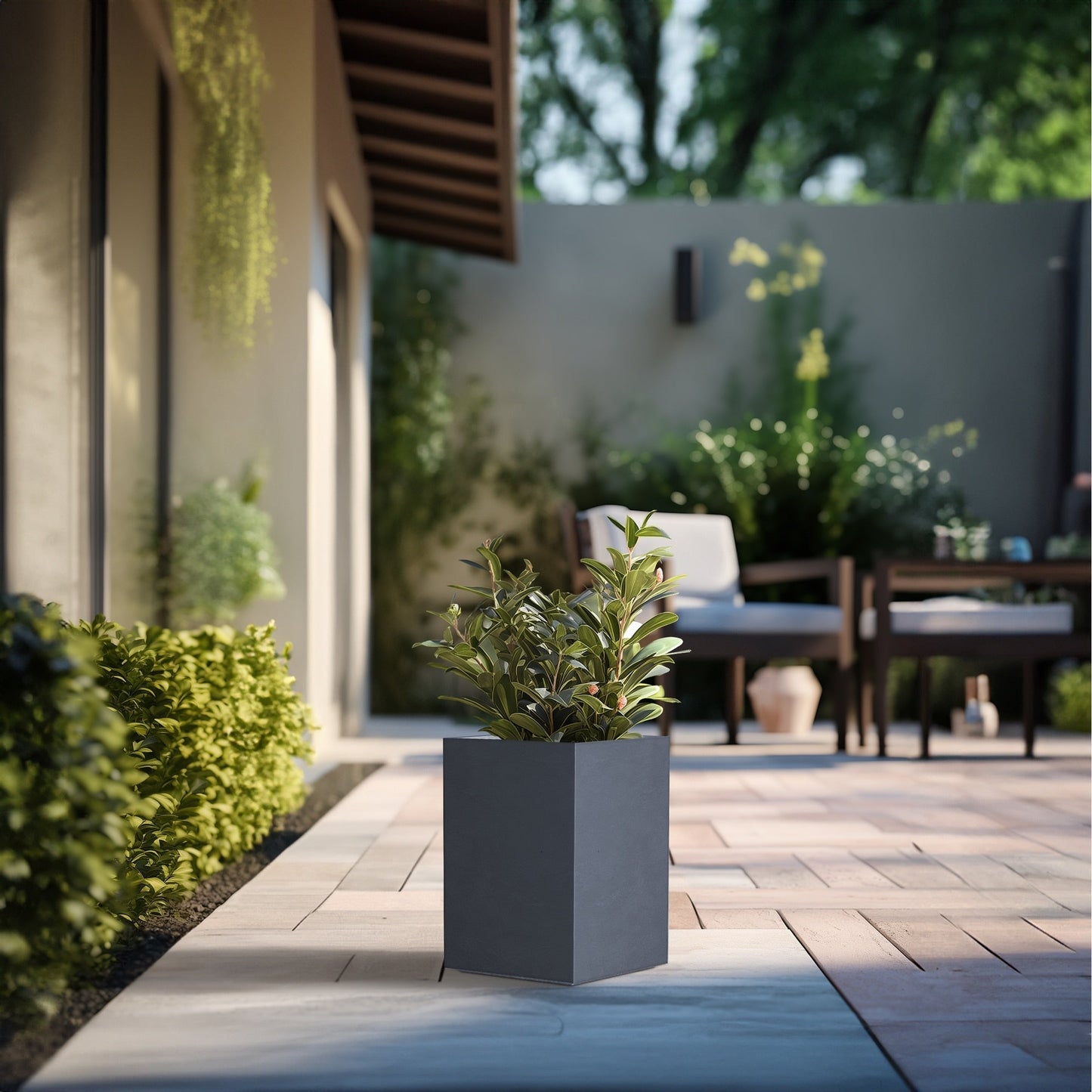 Fioriere rettangolari alte in cemento / Grandi fioriere da interno ed esterno