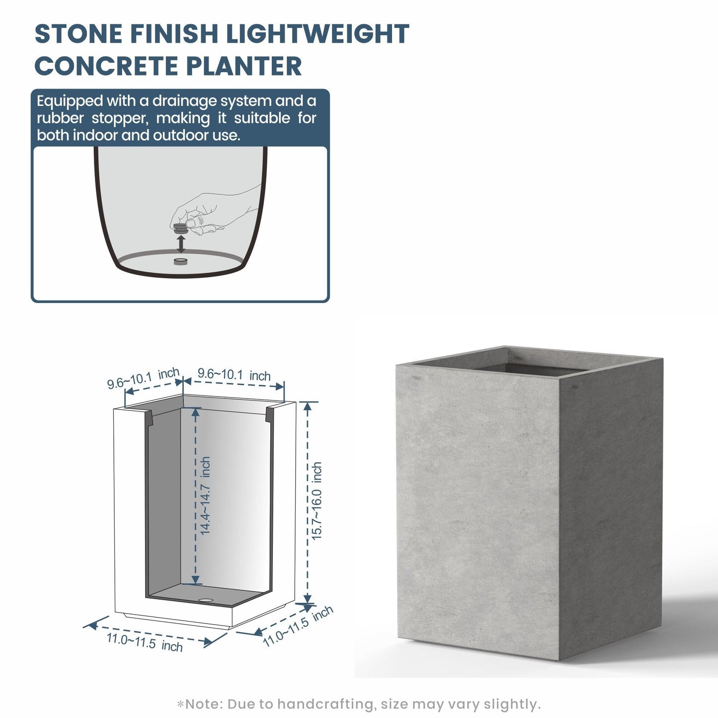 Fioriere rettangolari alte in cemento / Grandi fioriere da interno ed esterno