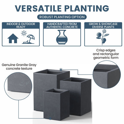 Fioriere rettangolari alte in cemento / Grandi fioriere da interno ed esterno