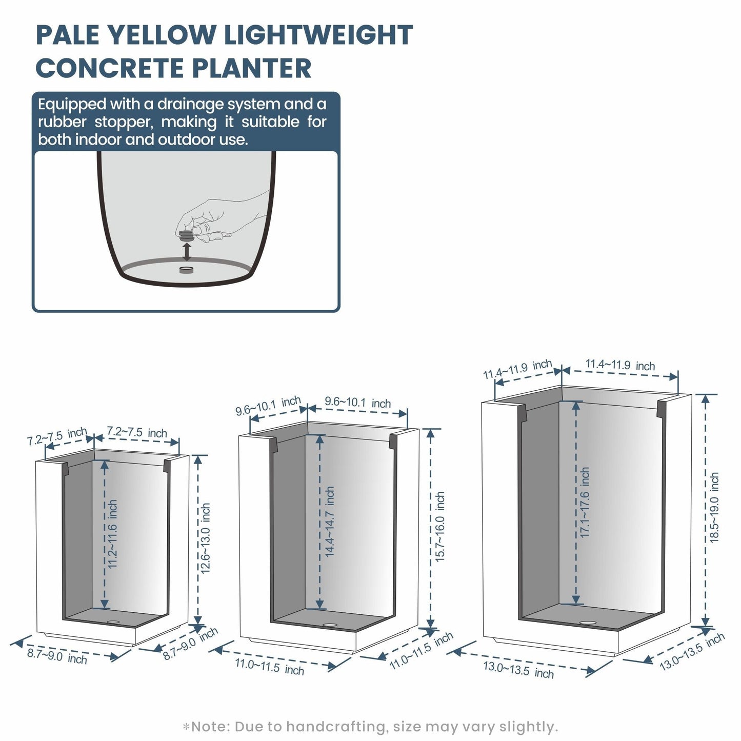 Fioriere rettangolari alte in cemento / Grandi fioriere da interno ed esterno