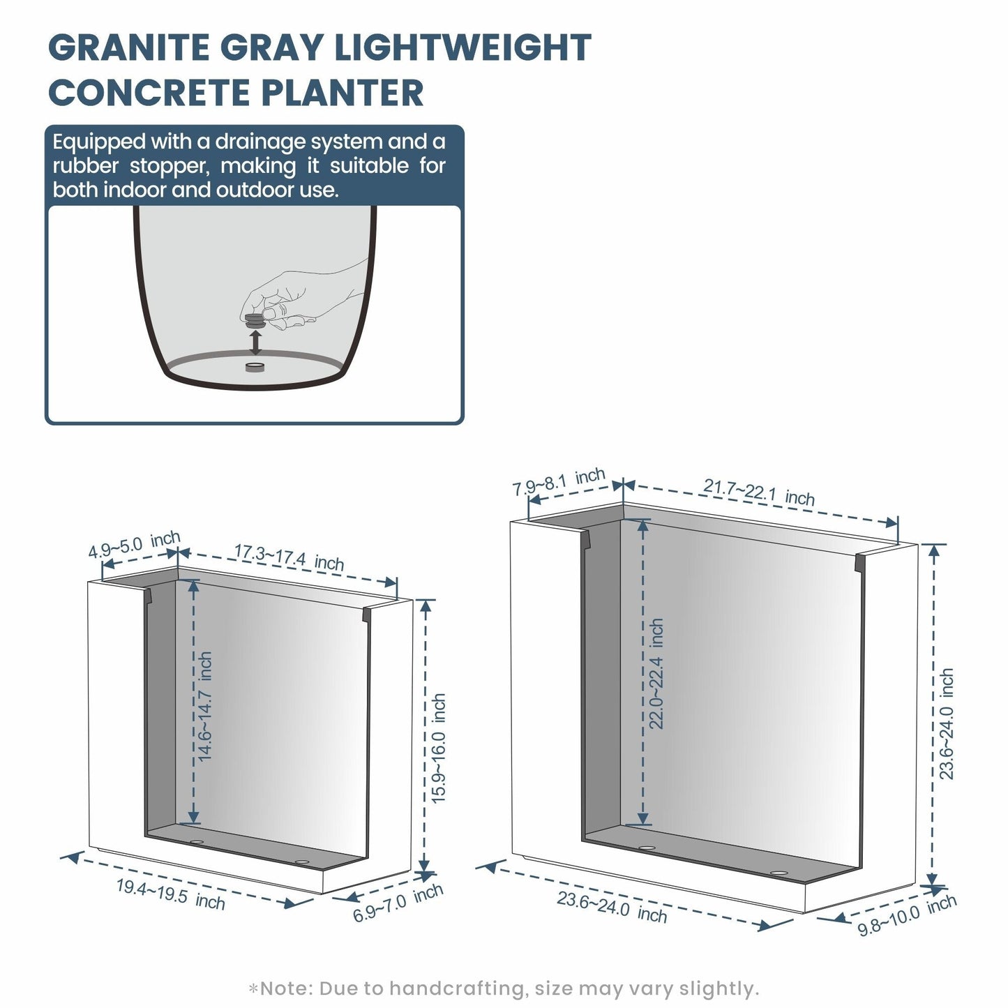 Fioriere rettangolari alte in cemento / Grandi fioriere da interno ed esterno