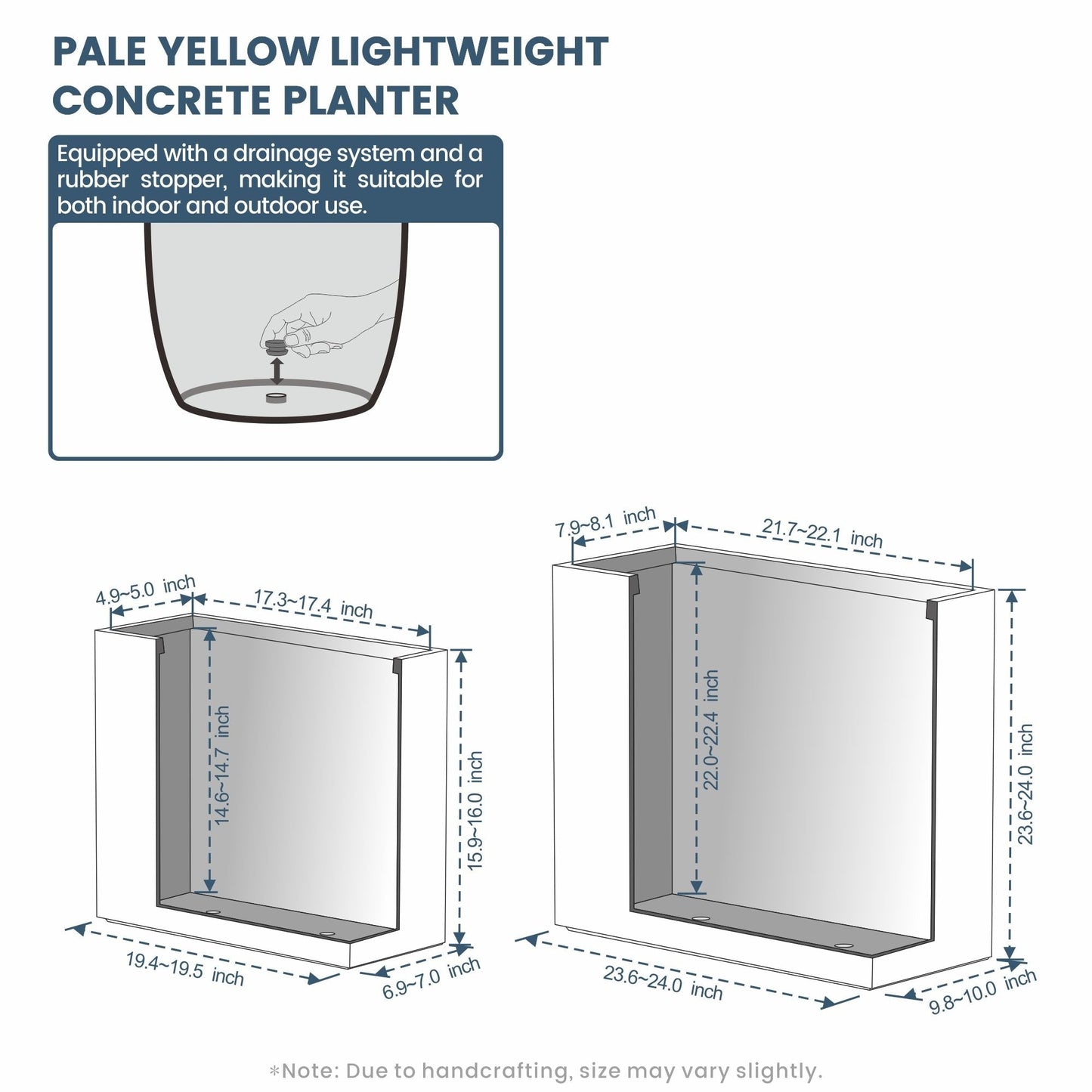 Fioriere rettangolari alte in cemento / Grandi fioriere da interno ed esterno